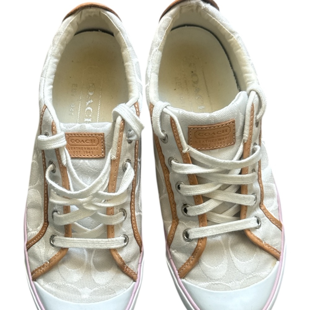 Coach Cream and Tan Casual Sneakers